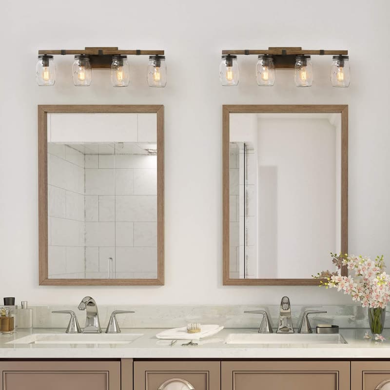 Farmhouse 4-Light Vanity Lighting with Mason Jar Glass