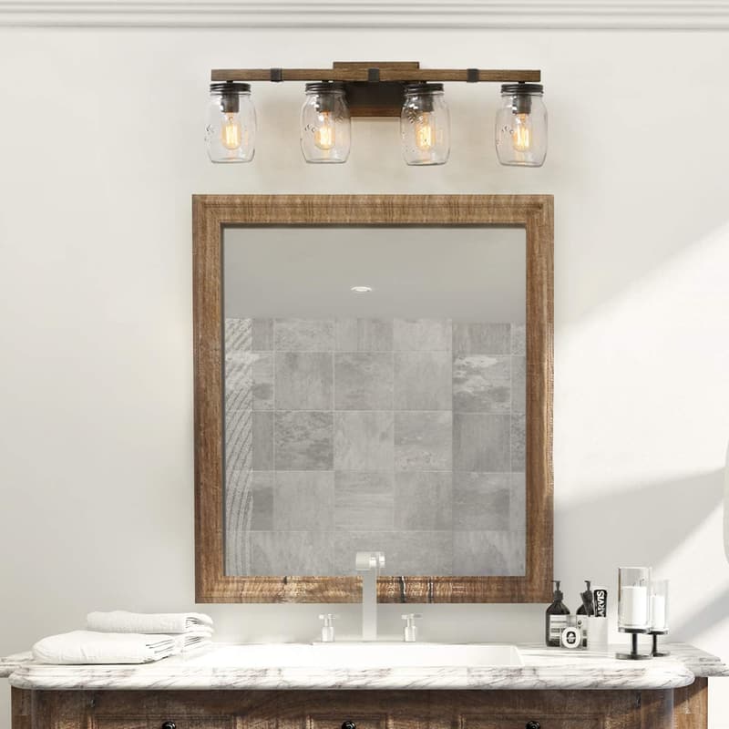 Farmhouse 4-Light Vanity Lighting with Mason Jar Glass