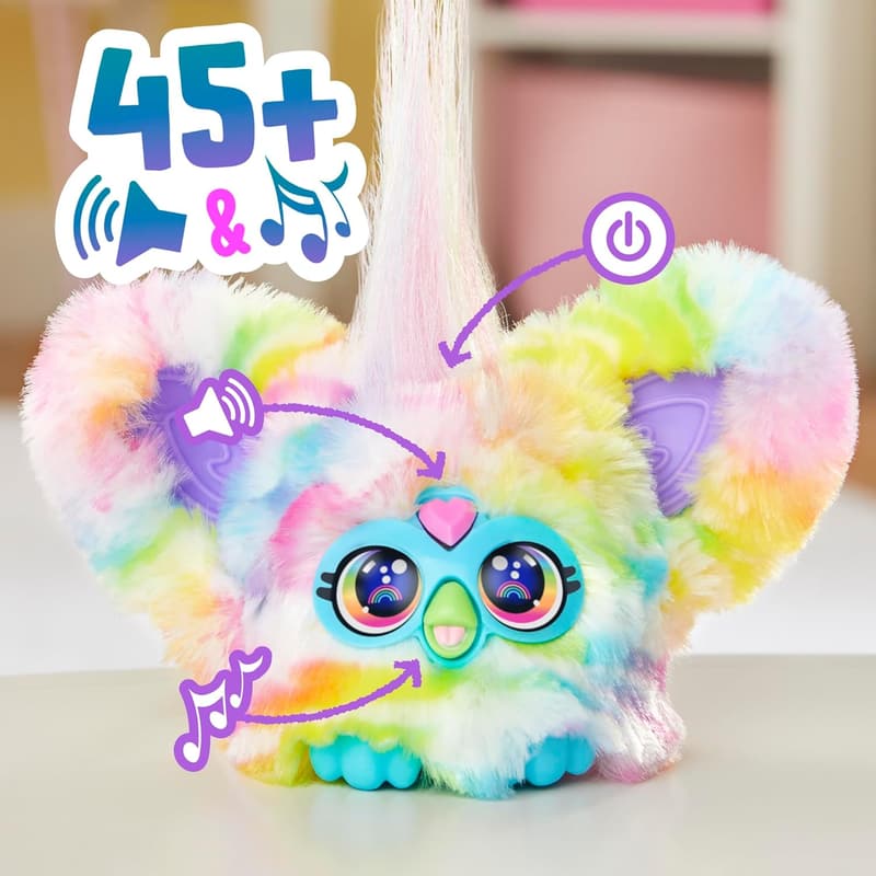Furby Zee-Bah Rainbow Zebra Mini Plush Toy for Kids 6+