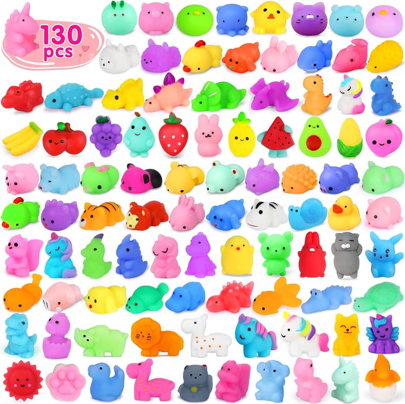 Kawaii Squishy Toy Set - 130PCS Stress Relief Fidget Toys