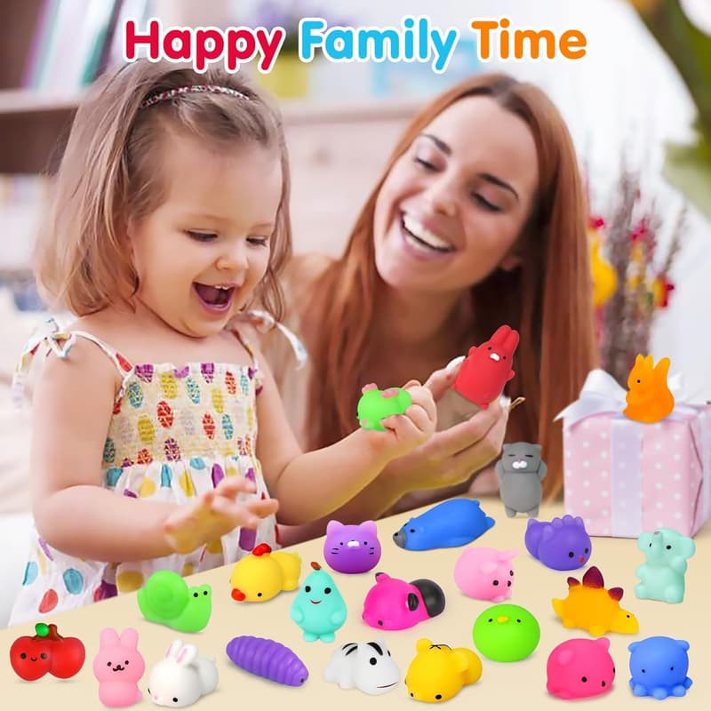 Kawaii Squishy Toy Set - 130PCS Stress Relief Fidget Toys