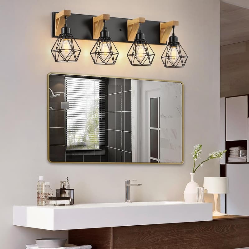 Rustic 4-Light Farmhouse Bathroom Lighting Fixture