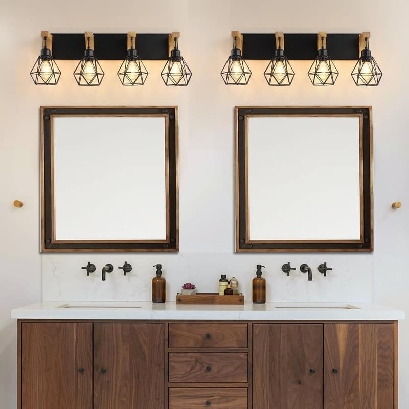 Rustic 4-Light Farmhouse Bathroom Lighting Fixture