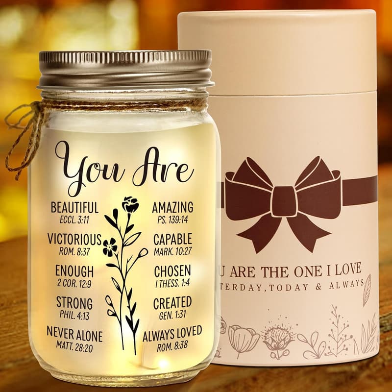 Personalized Mason Jar Night Light for Women - Birthday & Home Décor