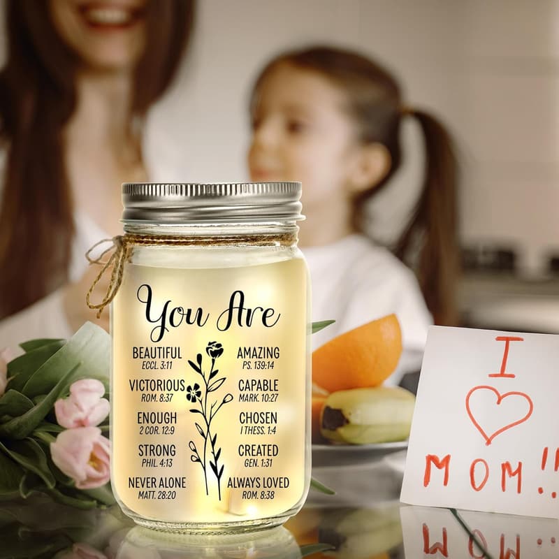 Personalized Mason Jar Night Light for Women - Birthday & Home Décor