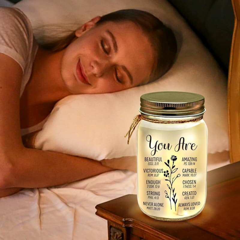 Personalized Mason Jar Night Light for Women - Birthday & Home Décor