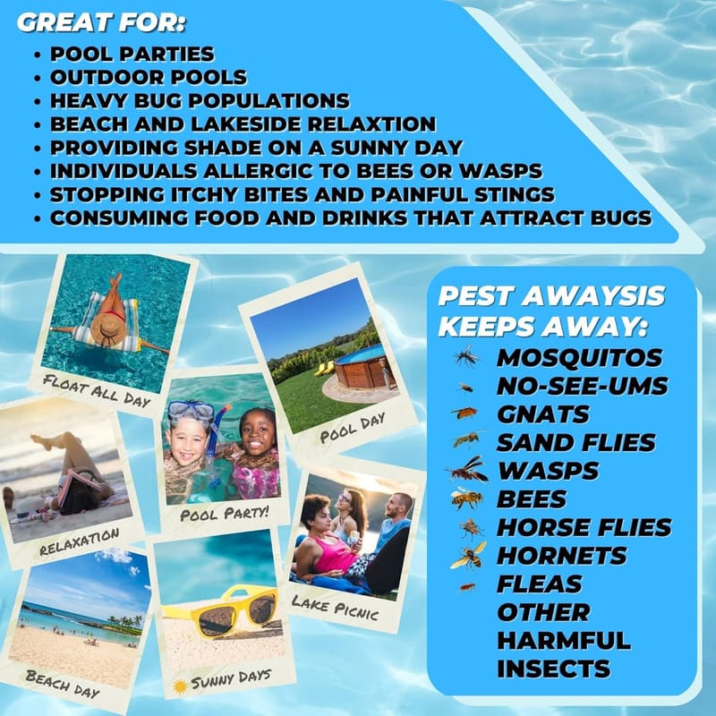 Pest Awaysis Pool Float with Bug Net & Sunblock Features