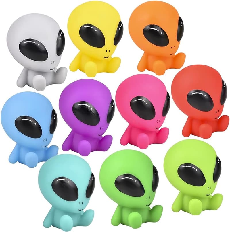 Galactic Alien Toy Set - Assorted Colors for Kids, 10-Pack