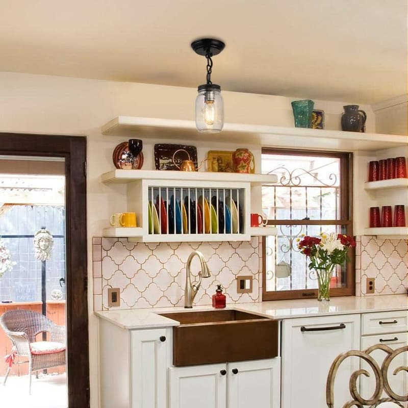Farmhouse Mason Jar Flush Mount Light Fixture