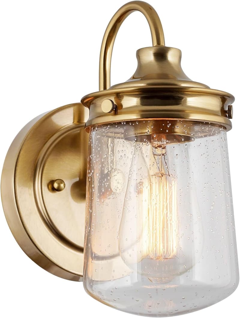 Industrial Farmhouse Wall Sconce with Seeded Glass Shade