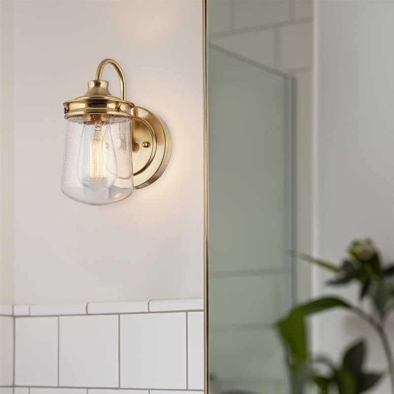 Industrial Farmhouse Wall Sconce with Seeded Glass Shade
