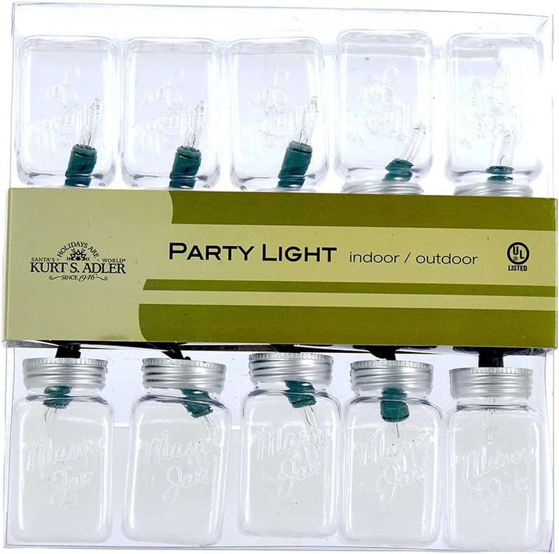 Mason Jar Light Set - 10 Clear Lights for Home Decor