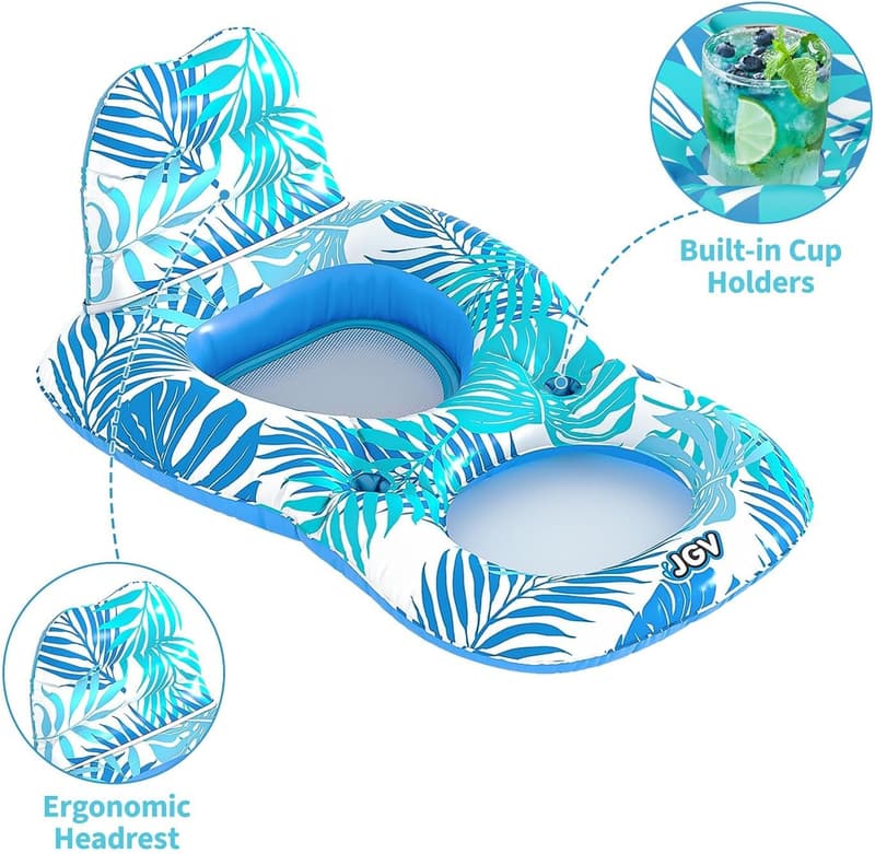Inflatable Chair Lounger Float with Drink Holder for Adults