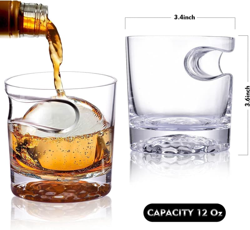 Old Fashioned Whiskey Glasses Set with Cigar Holder for Men