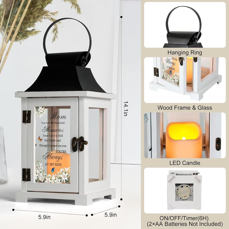 Memorial Lantern with LED Candle for Sympathy Gifts