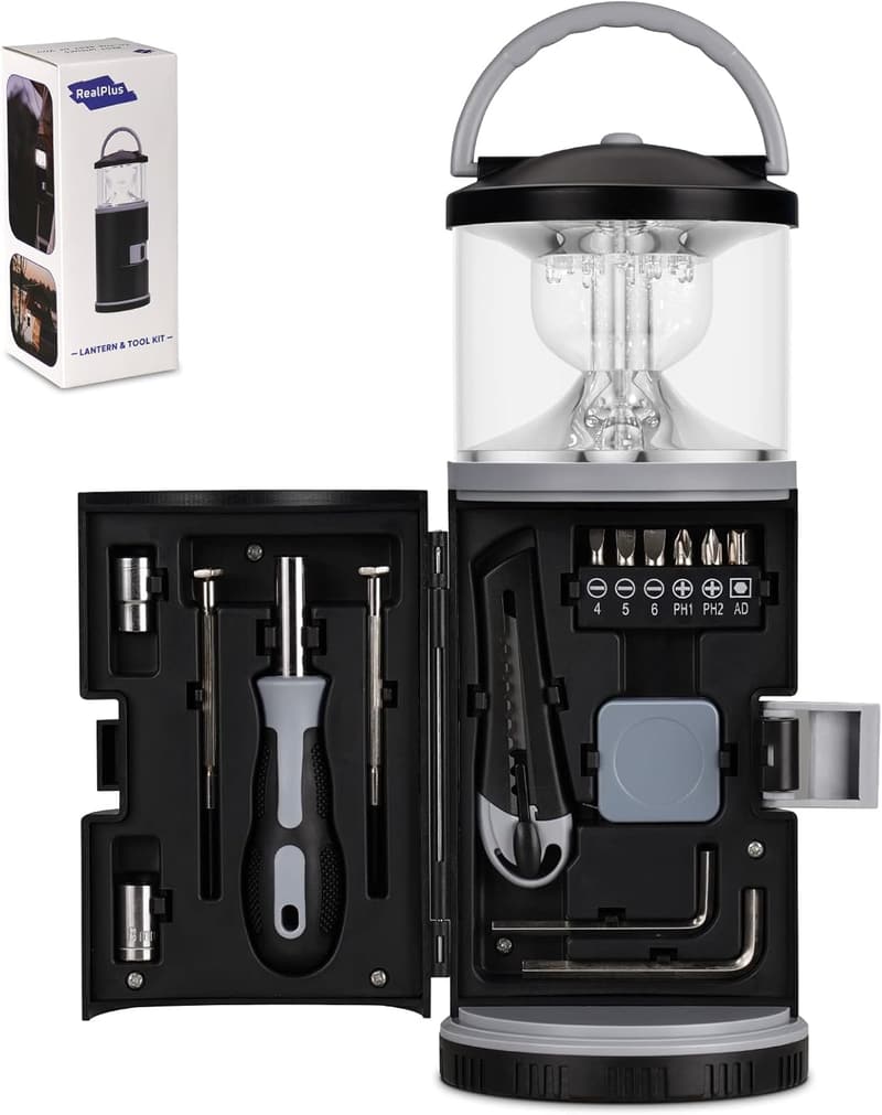 Fishing Tool Kit with LED Lantern - Perfect Gifts for Dads