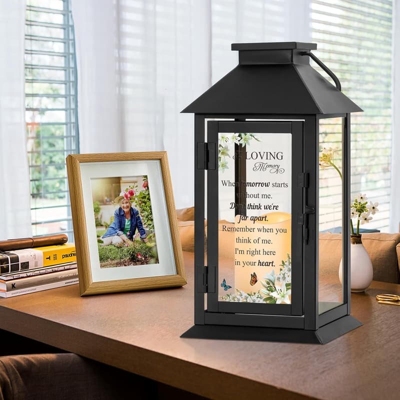 Memorial Lantern with LED Candle - Bereavement Gift