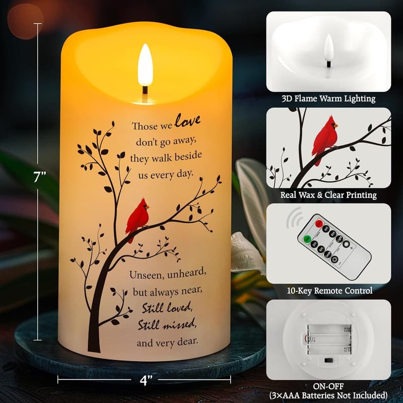 Sympathy Gift: Flameless LED Memorial Candle with Remote