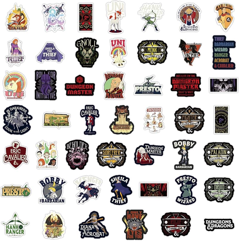 Vinyl Dungeons and Dragons Stickers - 100 Waterproof Designs for Teens