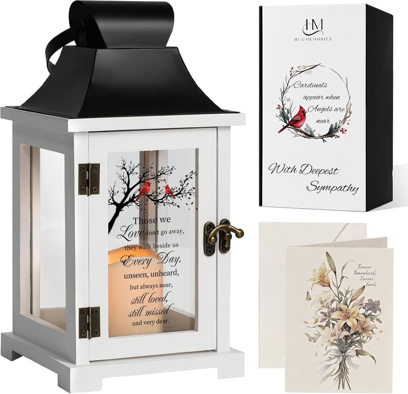 Memorial Lantern with LED Candle - Sympathy Gift for Loss