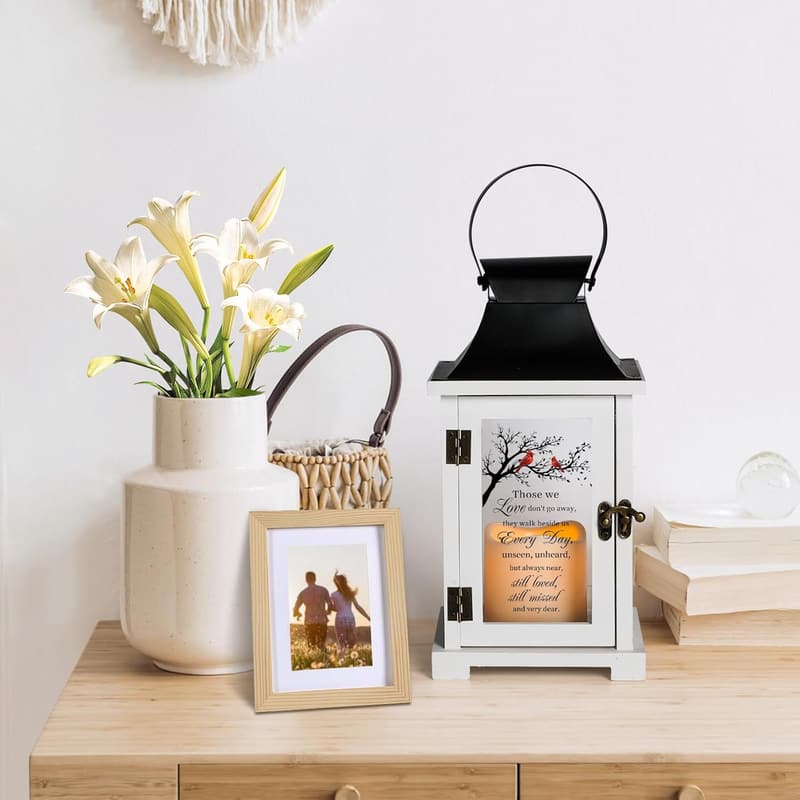 Memorial Lantern with LED Candle - Sympathy Gift for Loss
