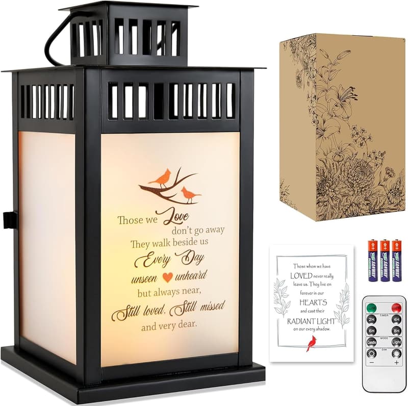Sympathy Gift Lantern with Flickering LED Candle