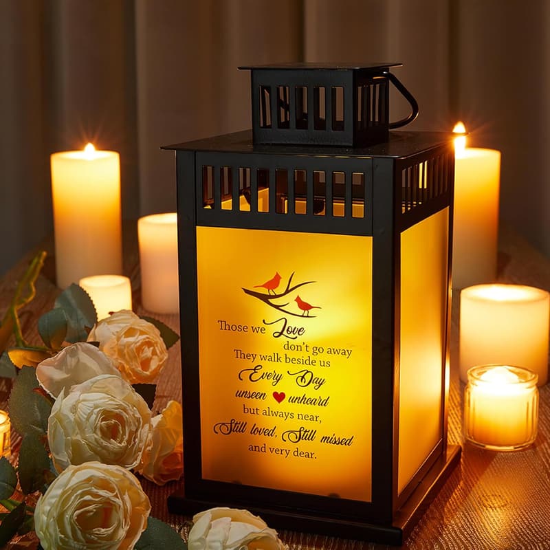 Sympathy Gift Lantern with Flickering LED Candle