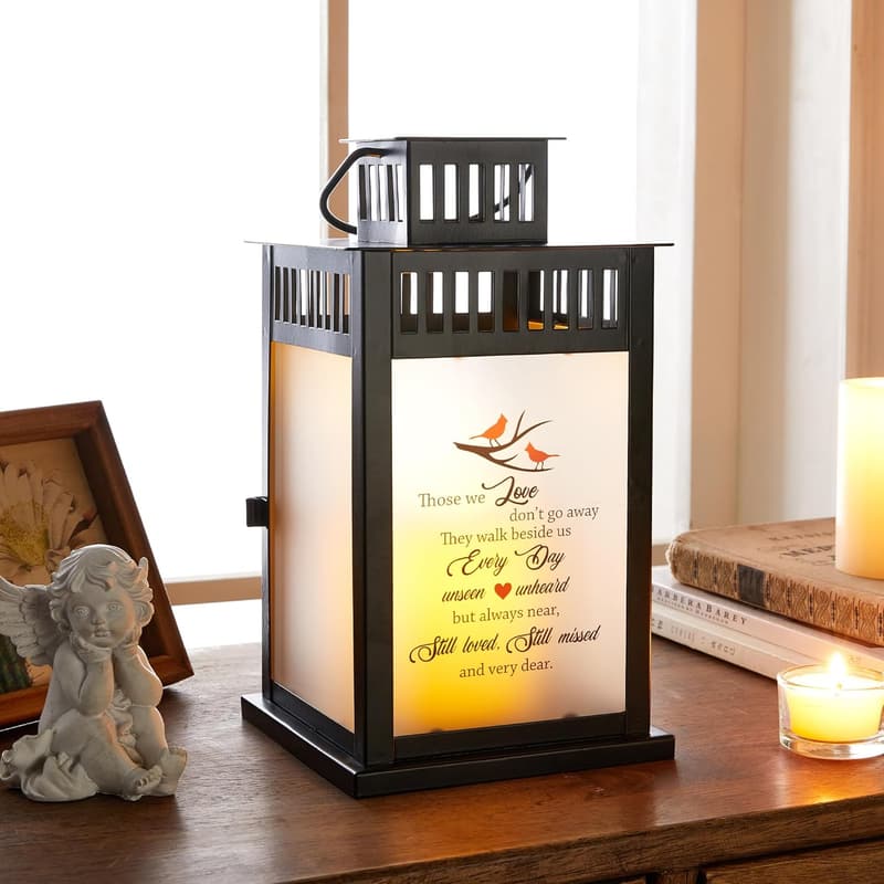 Sympathy Gift Lantern with Flickering LED Candle