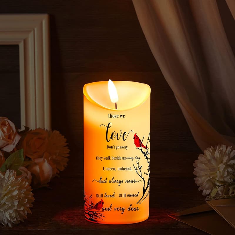 Sympathy LED Cardinal Memorial Candles for Loved Ones