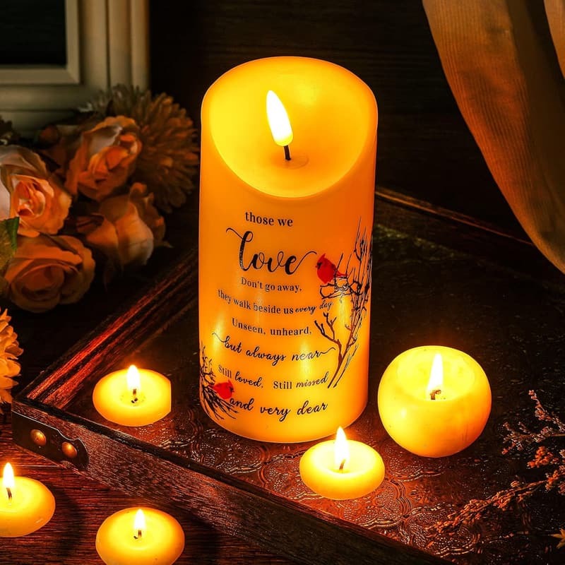 Sympathy LED Cardinal Memorial Candles for Loved Ones