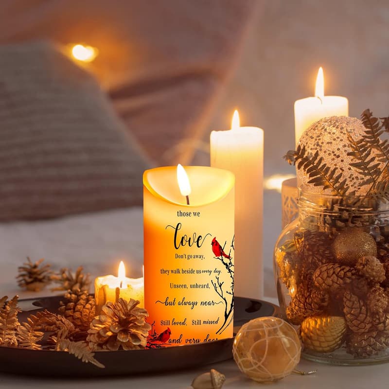 Sympathy LED Cardinal Memorial Candles for Loved Ones