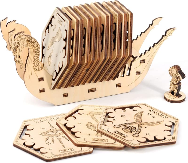 Dungeons & Dragons Class Coasters Set - Laser Engraved Wooden
