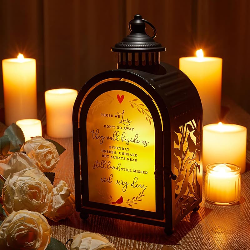 Sympathy Memorial Lantern with LED Candle & Remote Control