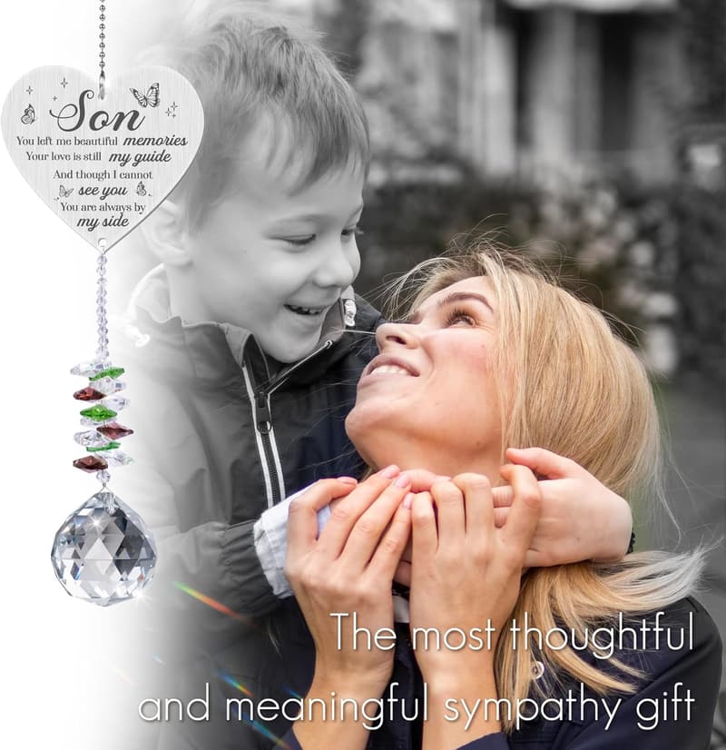 Memorial Crystal Suncatcher for Loss of Son – Window Decor Gift