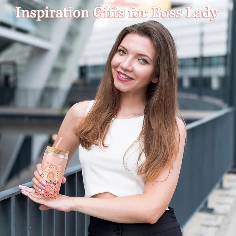Boss Lady Inspirational Glass Cup for Women's Birthday