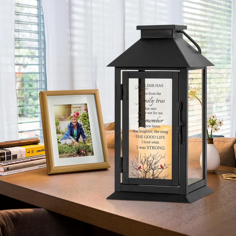 Memorial Lantern with LED Candle - Sympathy Gift for Parents