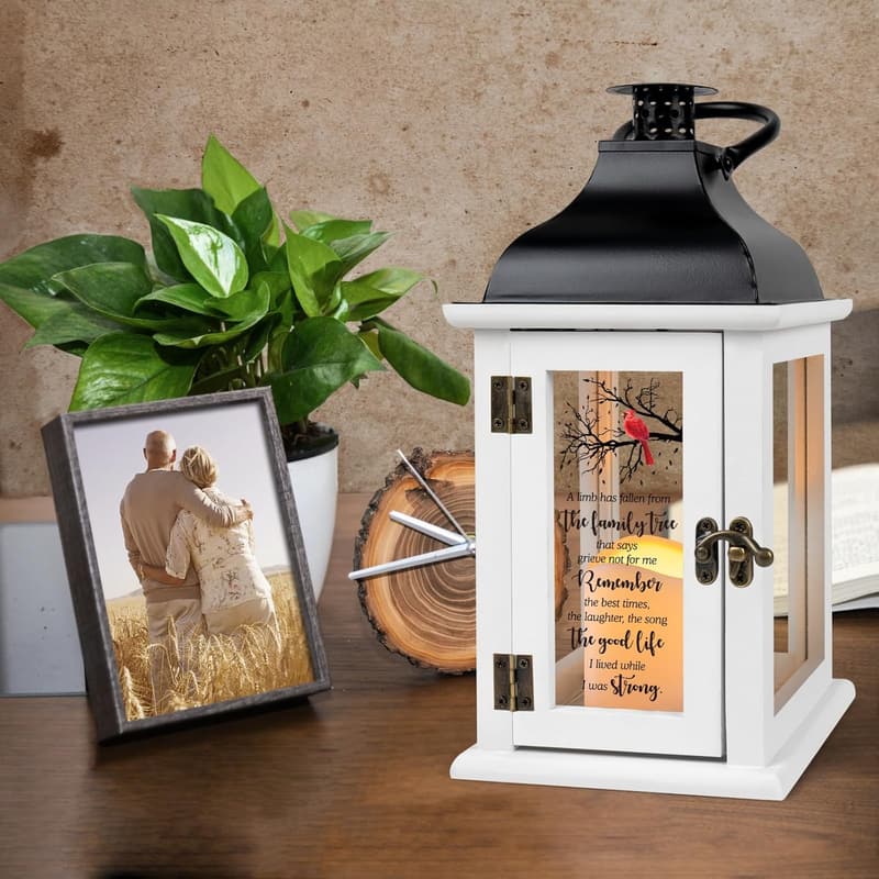 Sympathy Memorial Lantern with LED Candle and Remote