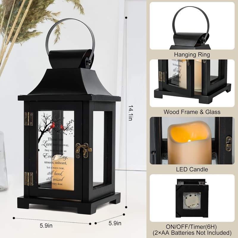 Sympathy Memorial Lantern with LED Candle for Loss of Loved One