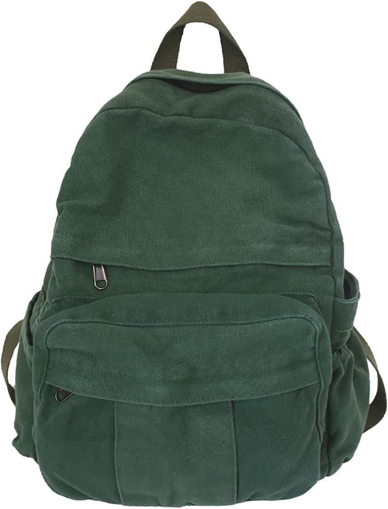 Vintage Green Canvas Laptop Backpack for Women