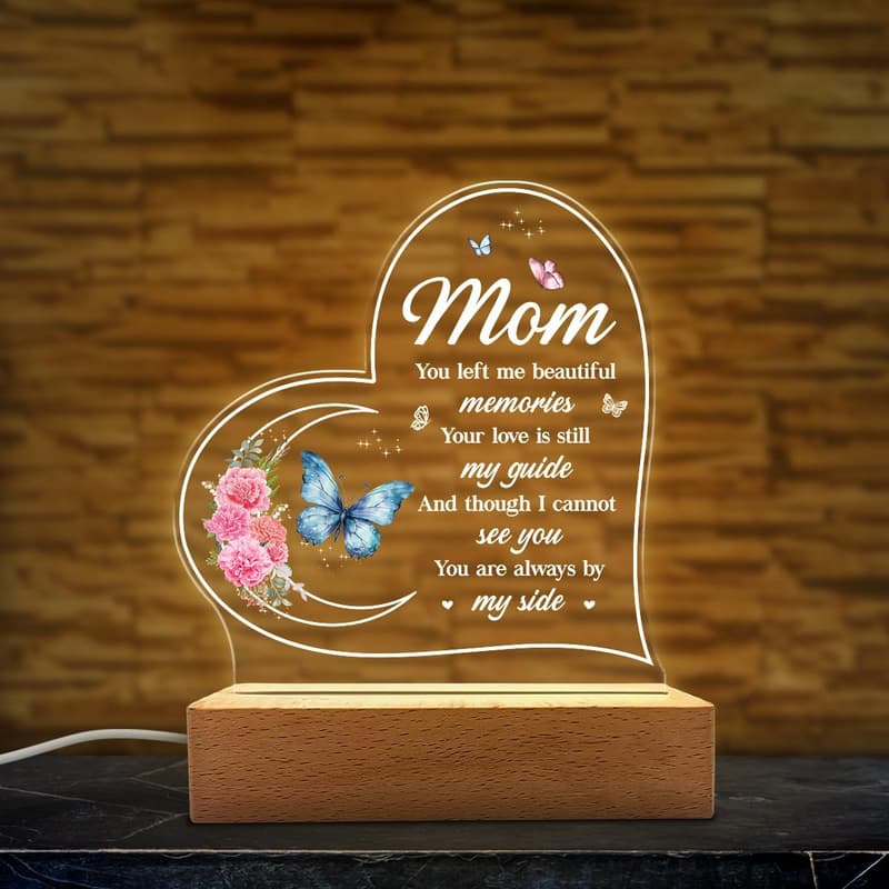 Sympathy Acrylic Night Light - Memorial Keepsake for Mom