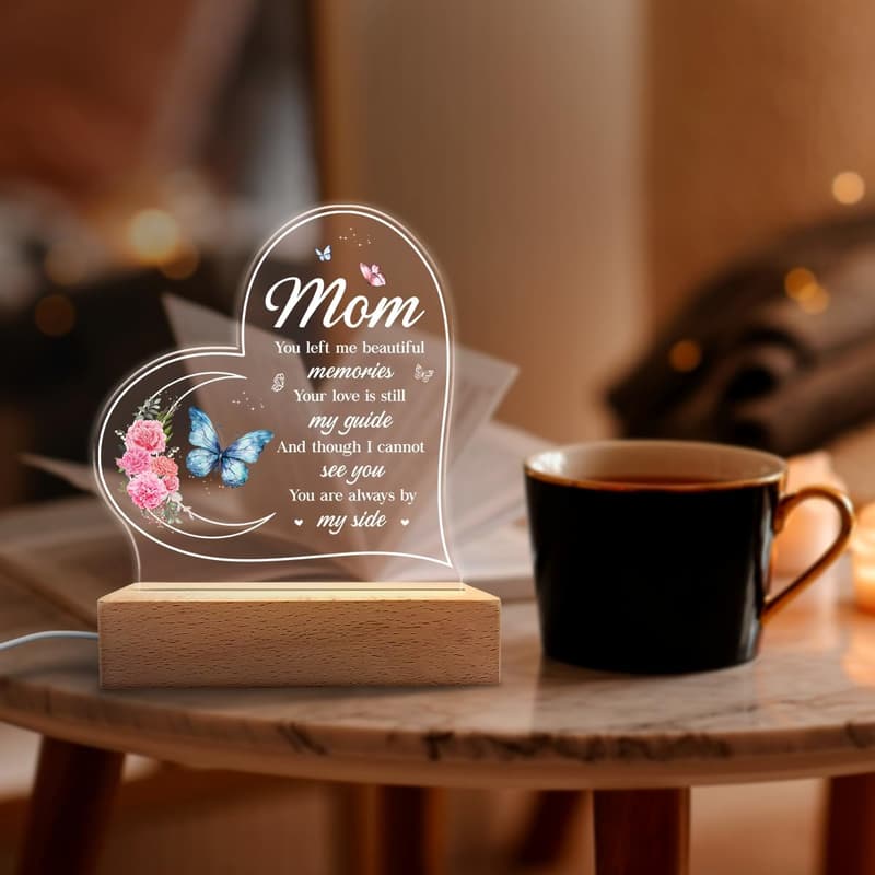 Sympathy Acrylic Night Light - Memorial Keepsake for Mom
