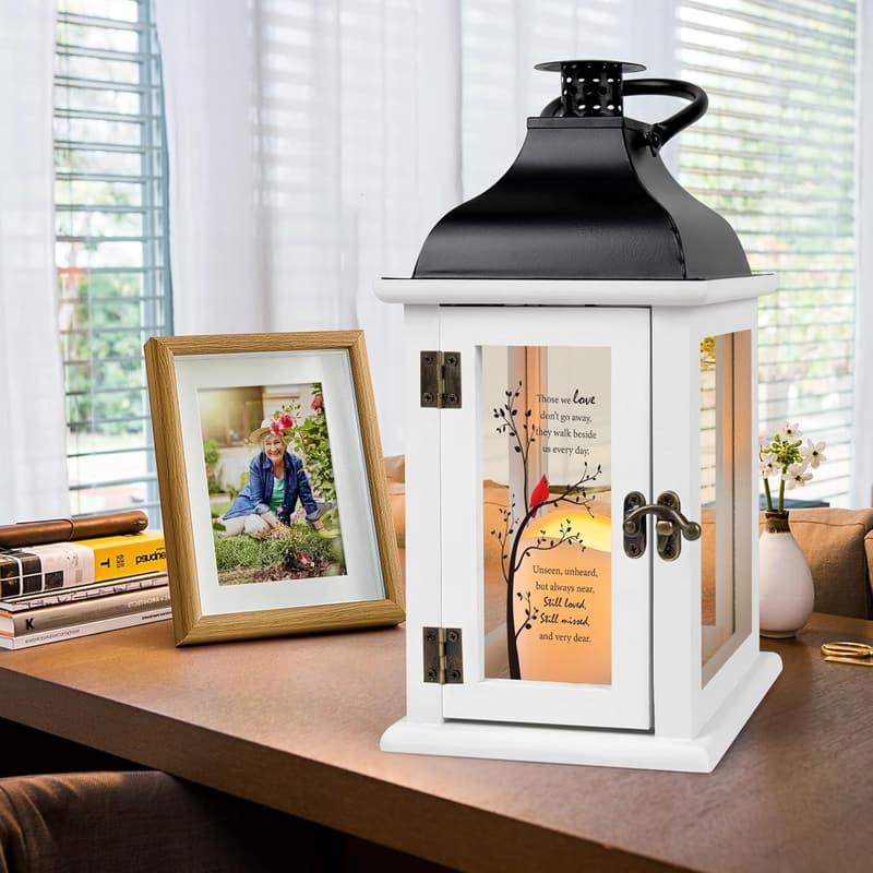 Memorial Lantern with LED Candle - Sympathy Gift for Loss of Loved One