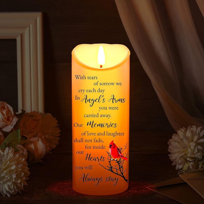 Sympathy LED Memorial Candles - Retro Flameless, 3x8 Inch