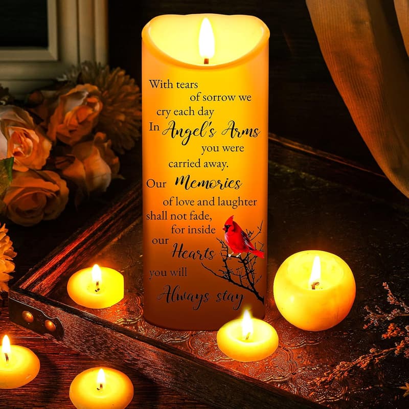 Sympathy LED Memorial Candles - Retro Flameless, 3x8 Inch