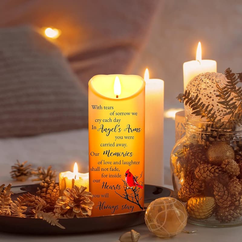 Sympathy LED Memorial Candles - Retro Flameless, 3x8 Inch