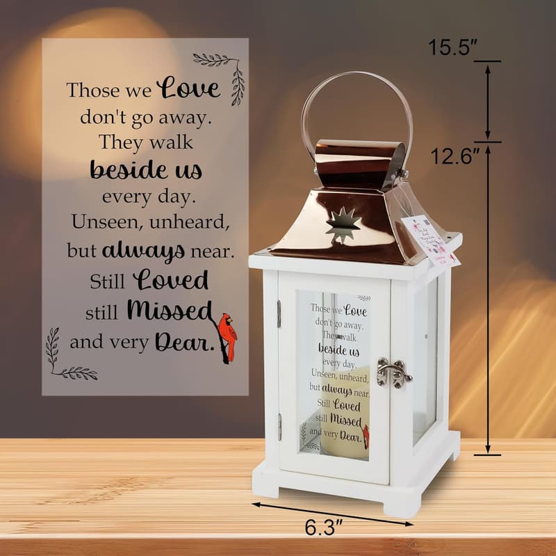Memorial Lantern with LED Candle - Sympathy Gift for Loss