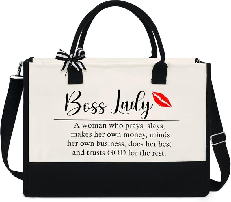 Mother's Day Canvas Tote Bag with Zipper - 13 oz Appreciation Gift for Women