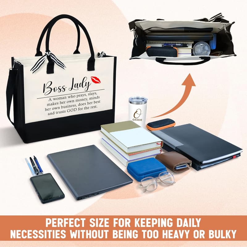 Mother's Day Canvas Tote Bag with Zipper - 13 oz Appreciation Gift for Women