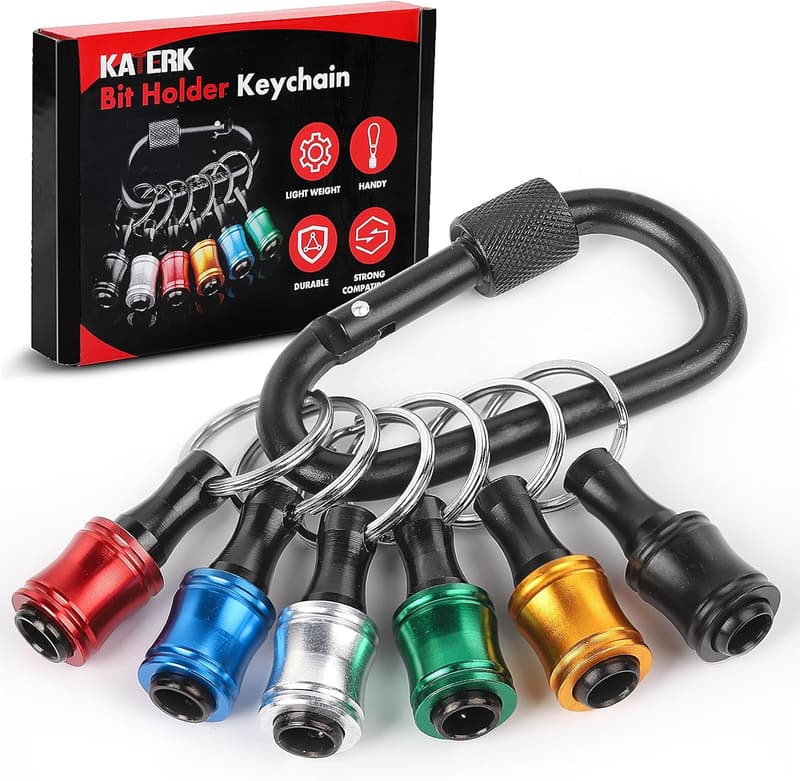 Quick-Change Hex Shank Screwdriver Bit Holder Set with Carabiner