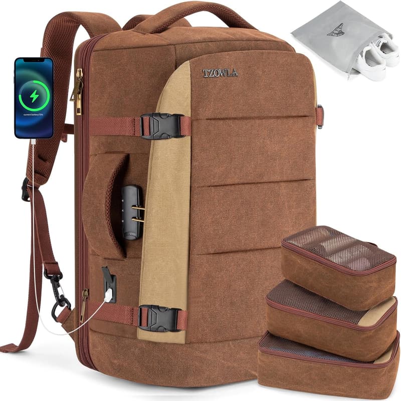 Travel Backpack for Men & Women - 40L Anti-Theft with USB Port